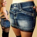 Mini jupe Hyper Sexy "Miss Softy" en jeans d&eacute;lav&eacute; Used