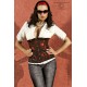 Corset serre-taille satiné rouge avec broderies florales noir Nr One Chilirose