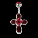 Piercing de nombril Crystal Evolution Croix cristal rouge