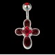 Piercing de nombril Crystal Evolution Croix cristal rouge