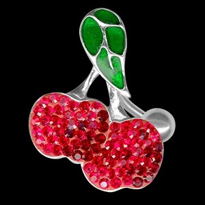 Piercing de nombril Crystal Evolution Cerise rouge, système 360°