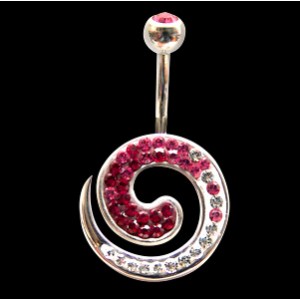 Piercing de nombril Crystal Evolution Whirl rouge et blanc