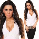 Top sexy a nouer au dos broderie au niveau de la poitrine avec ceinture
