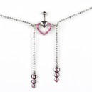 Piercing de nombril coeur rouge avec chaine de taille