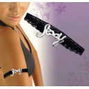 Bracelet tour de bras sexy en dentelles noir bijou acier message "Sexy"