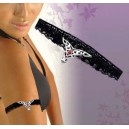 Bracelet tour de bras sexy en dentelles noir bijou acier motif tribal strass rouge