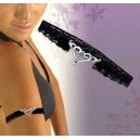 Bracelet tour de bras sexy en dentelles noir bijou acier motif coeur tribal turquoise