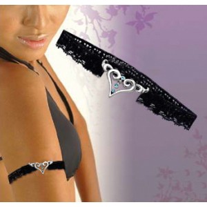 Bracelet tour de bras sexy en dentelles noir bijou motif coeur tribal turquoise