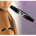 Bracelet tour de bras sexy en dentelles noir bijou acier motif coeur tribal rouge