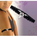 Bracelet tour de bras sexy en dentelles noir bijou acier motif tribal strass rose