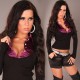 Top sexy 2 en 1 corsage violet et chandaille nolr