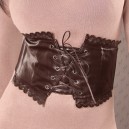 Tr&egrave;s large ceinture avec la&ccedil;age type corset marron