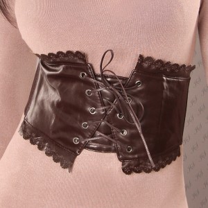 Très large ceinture avec laçage type corset marron