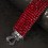 Large bracelet en strass carrés rouge, fermeture coeur métal et strass