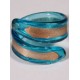 Bague spirale en verre turquoise teintée dans la masse