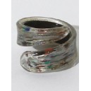 Bague spirale en verre avec inclusion d'une feuille d'argent