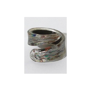 Bague spirale en verre avec inclusion d'une feuille d'argent