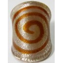 Bague large en verre motif spirale inclusion feuille d'argent