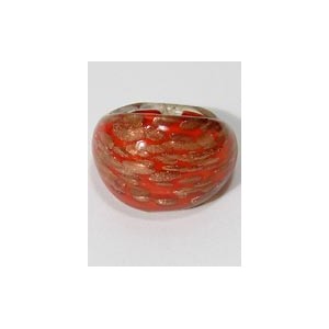 Bague en verre orange inclusion poussiere de cuivre