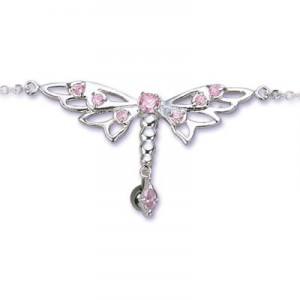 Chaine de taille avec piercing inversé de nombril libellule