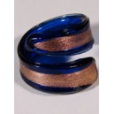 Bagues en verre "fancy" bleu et or spirale