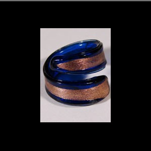Bagues en verre "fancy" bleu et or spirale