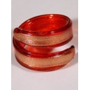 Bagues en verre "fancy" rouge et or spirale