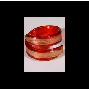 Bagues en verre "fancy" rouge et or spirale