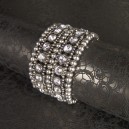 Large bracelet en strass cristal et billes métal