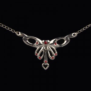 Chaine de tour de taille motif papillon strass rouge pendentif mobile coeur
