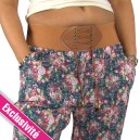 Pantalon fluide motif liberty bleu ceinture &agrave; lacet