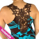 Robe sexy large d&eacute;collet&eacute; dos broderie marron et turquoise