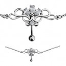 Chaine de taille avec piercing en acier chirurgical motif tribal en strass fantaisie