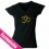 Tshirt noir profond col V motif Ohm brodé en fil couleur or