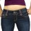 Jeans Fashion Alicia, Bleu et violet, surpiquages 2 tons, strass et clou