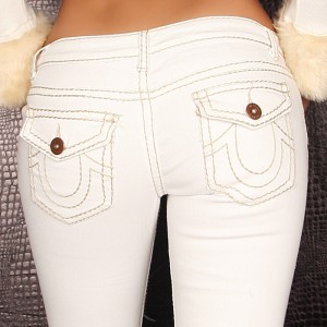 Jeans  "Girl Vivi" Blanc cassé à surpiqures ecrus