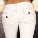 Jeans  "Girl Vivi" Blanc cassé à surpiqures ecrus