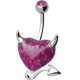 Piercing nombril acier chirurgical Crystal Evolution Devil Heart Fuschia glossy