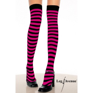 Bas rayures noir fushia