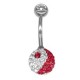 Piercing de nombril en titane Crystal Evolution Ying Yang rouge