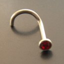 Piercing nez Zircon rouge, tige acier courbe