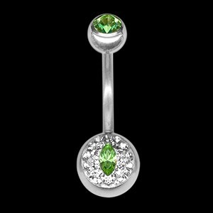 Piercing de nombril Crystal Evolution Cat Eye vert