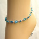 Chaine bracelet de cheville perles de verre turquoise