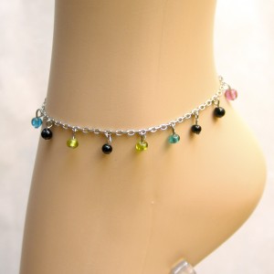 Chaine de cheville à perles multicolor
