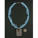 Collier ethnique oriental perles turquoises et métal