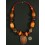 Collier ethnique oriental perles oranges en pierre et metal