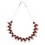 Collier en billes de verre rouge prolongées de spirales en métal montées sur chaîne. 