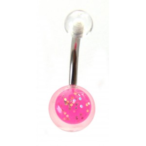 Piercing de nombril Boule rose paillettes