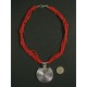 Collier ethnique oriental perles rouge et métal