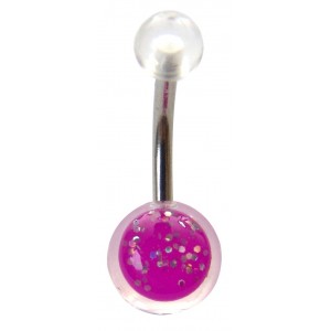 Piercing de nombril Boule fushia paillettes